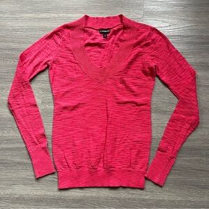 Express Women's Pink V-Neck Knit Top
